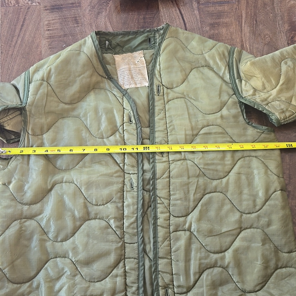 Olive Green Quilted Army Jacket Liner Insert - Picture 6 of 7